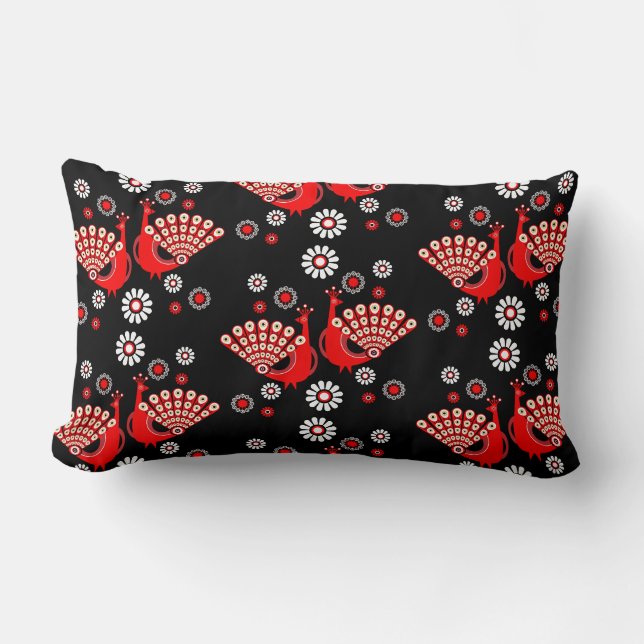  Pheasants Peacock Art Lumbar Pillow (Front)