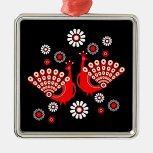 Pheasants Peacock Art Metal Ornament