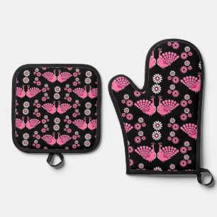 Pheasants Peacock Art Oven Mitt & Pot Holder Set
