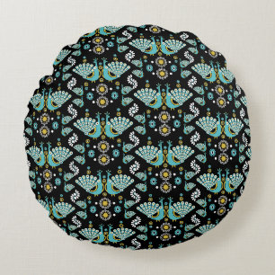 Pheasants Peacock Art Round Pillow