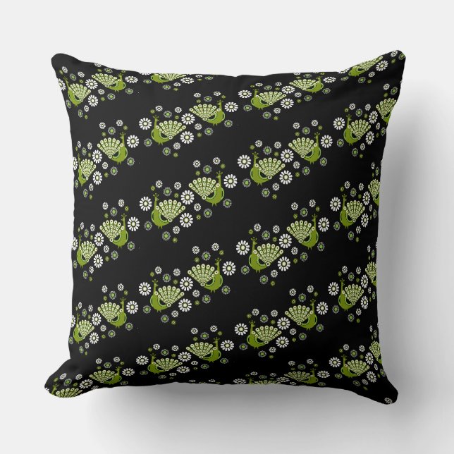  Pheasants Peacock Art Throw Pillow (Front)