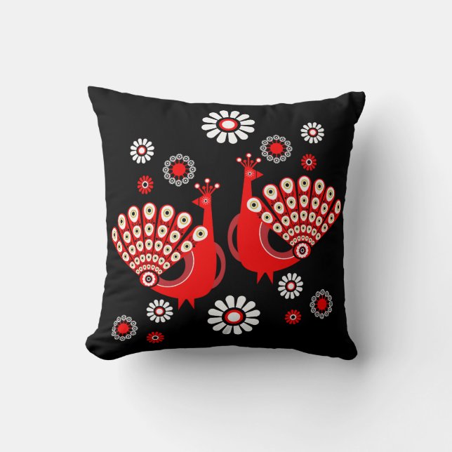  Pheasants Peacock Art Throw Pillow (Front)