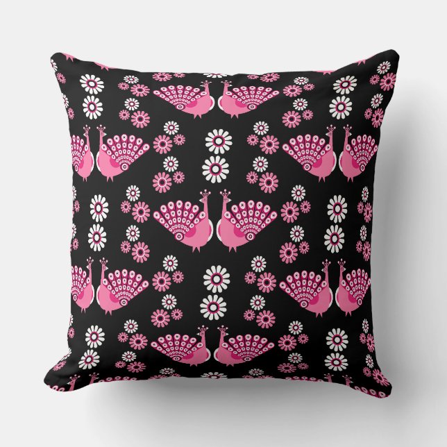  Pheasants Peacock Art Throw Pillow (Front)