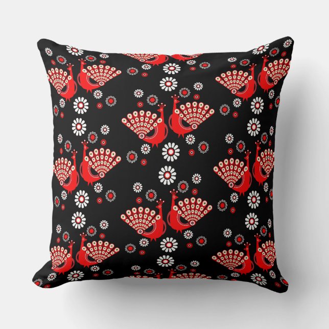  Pheasants Peacock Art Throw Pillow (Front)
