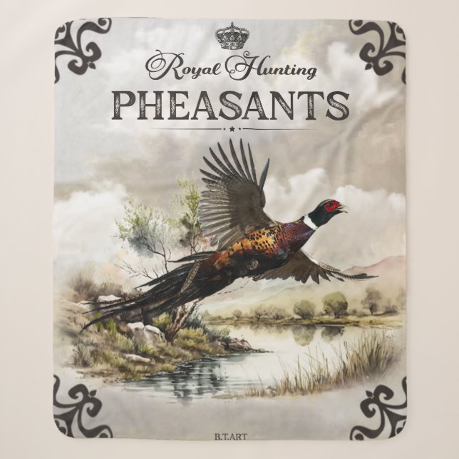 Pheasants, Royal Hunting Sherpa Blanket (Front)