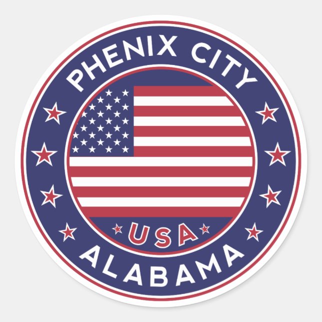 Phenix, Alabama Classic Round Sticker (Front)