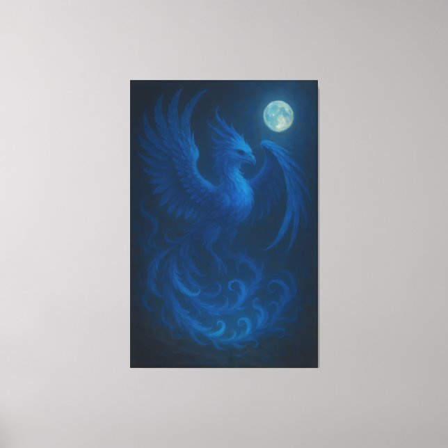 Phénix Lune Bleue · Impression sur toile d'art (Recto)