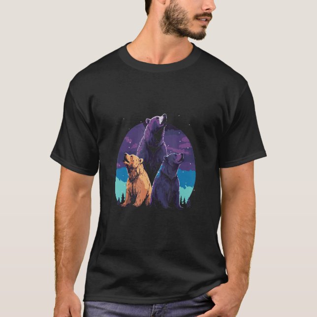 Phenomenal Howling Grizzly Bear Pack Retro Awesome T-Shirt (Front)