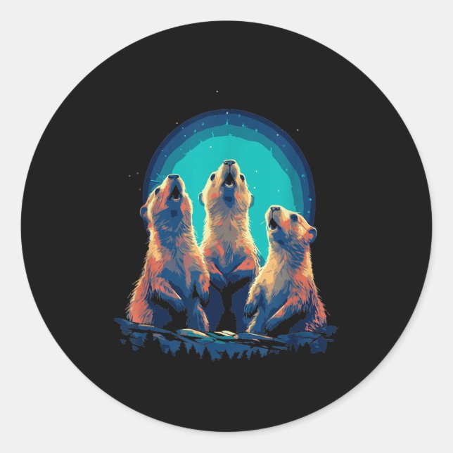 Phenomenal Howling Groundhog Pack Retro Awesomenes Classic Round Sticker (Front)