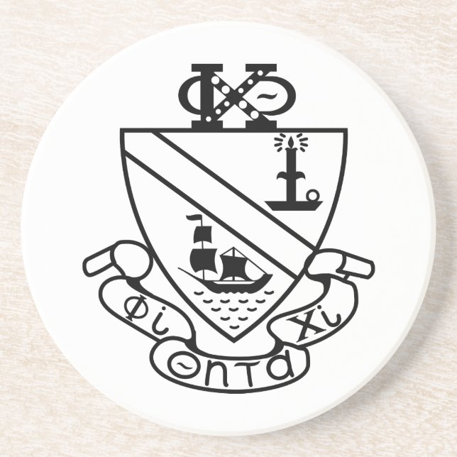 Phi Chi Theta Crest | B&W Coaster (Front)