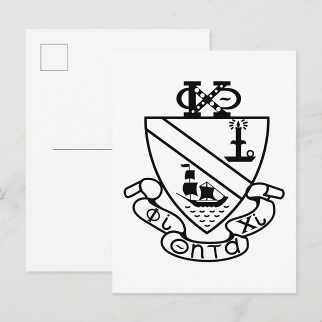 Phi Chi Theta Crest | B&W Postcard (Front/Back)