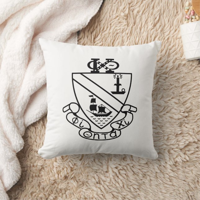 Phi Chi Theta Crest | B&W Throw Pillow (Blanket)