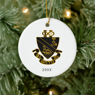 Phi Chi Theta Crest Gold and Black Ceramic Ornament