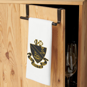 Phi Chi Theta Crest Gold and Black Kitchen Towel