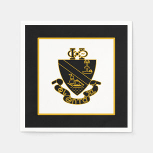 Phi Chi Theta Crest   Gold and Black Napkin