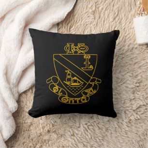 Phi Chi Theta Crest Gold and Black Throw Pillow