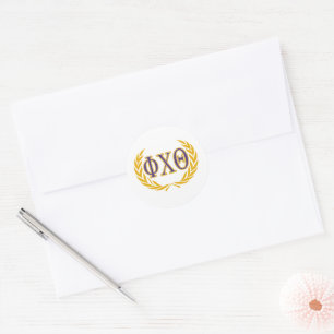 Phi Chi Theta Greek with Wreath Classic Round Sticker