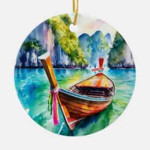 Phi Phi Island Krabi Longboat Thailand Ceramic Ornament