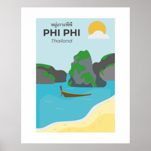 Phi Phi Island Thailand Travel Art Poster