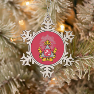 Phi Sigma Kappa Crest Snowflake Pewter Christmas Ornament