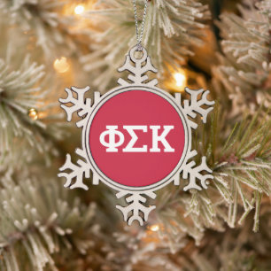 Phi Sigma Kappa Letters Snowflake Pewter Christmas Ornament