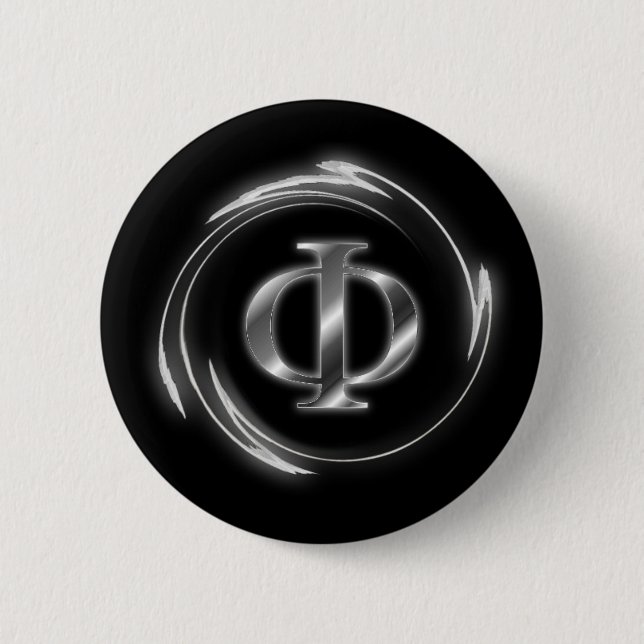 Phi symbol 2 inch round button (Front)