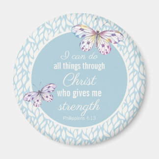 Phil. 4:13 Aquarelle bleue Magnet papillon