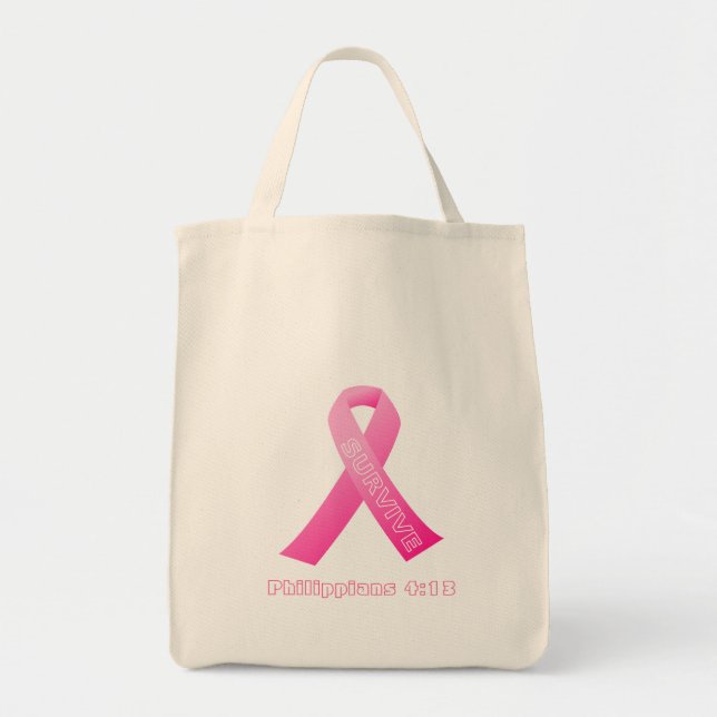 Phil 4:13 Cancer Awareness Tote Bag (Front)