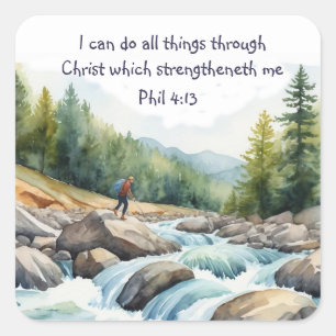 Phil 4:13 I can do all things through Christ Square Sticker