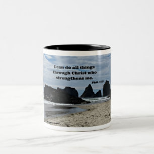 Phil. 4:13 I can do all things through Christ... Two-Tone Coffee Mug