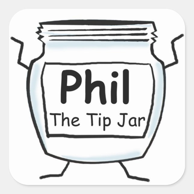 Phil the tip jar - tip jar sticker (Front)