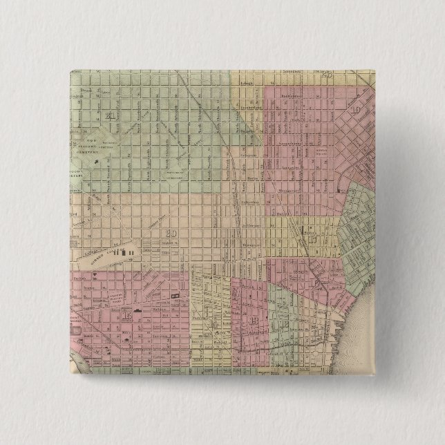 Philadelphia 2 inch square button (Front)