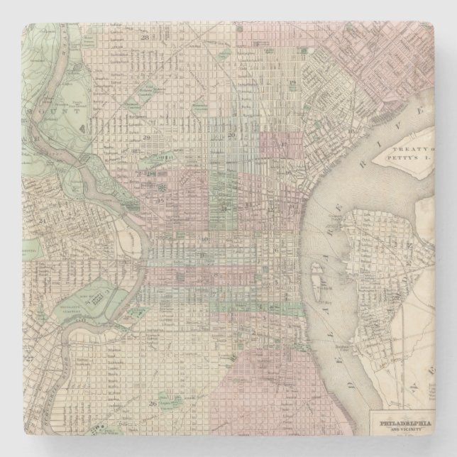 Philadelphia 3 stone coaster (Front)