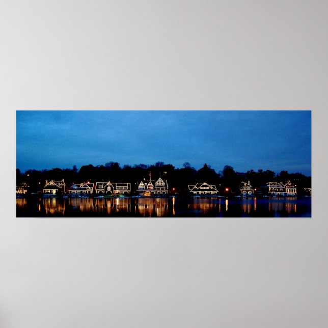 Philadelphia - Boat House Row nightlight panoramic Poster (Front)