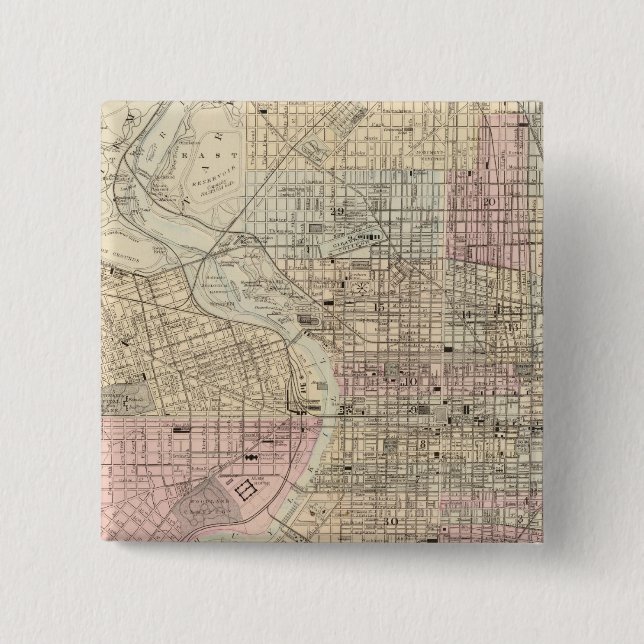 Philadelphia, Camden 2 Inch Square Button (Front)
