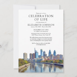 Philadelphia Celebration Of Life Funeral Memorial Invitation