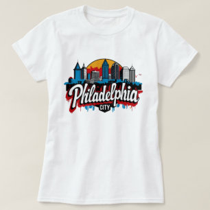 Philadelphia City Pennsylvania USA retro skyline T-Shirt