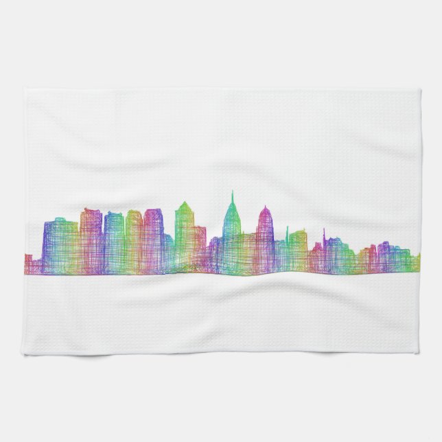 Philadelphia city skyline kitchen towel (Horizontal)