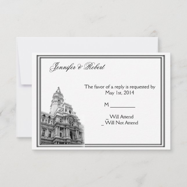 Philadelphia Destination Wedding Response Card (Front)