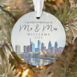 Philadelphia First Christmas As Mr & Mrs Photo Ornament