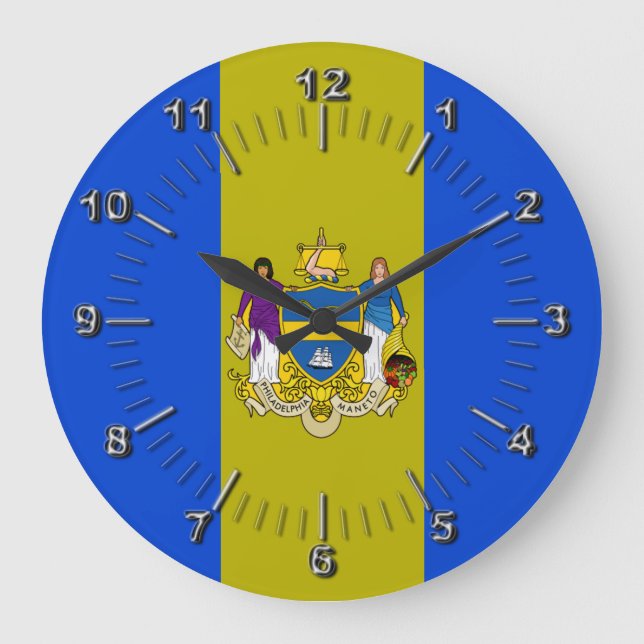Philadelphia flag Large Clock (Front)