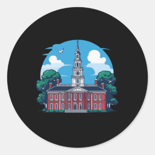 Philadelphia Independence Hall Souvenir Long Sleev Classic Round Sticker