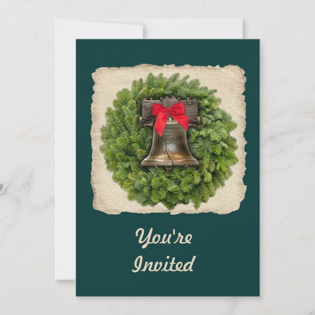 Philadelphia Liberty Bell Wreath Invitation (Front)