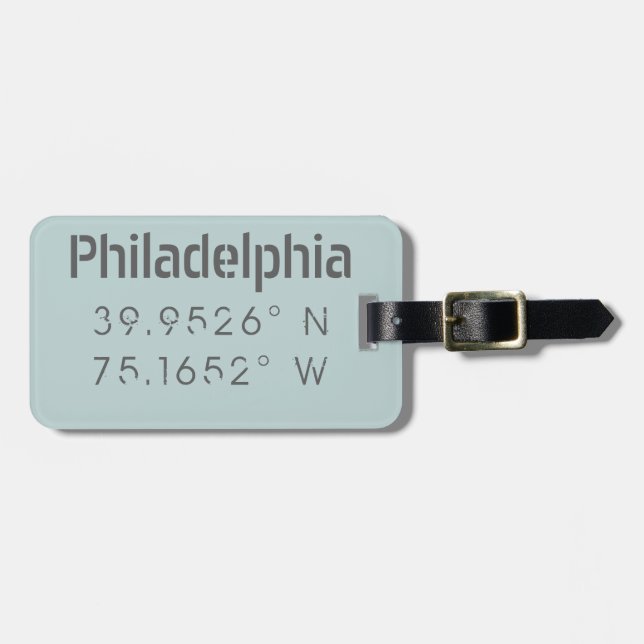 Philadelphia Longitude Latitude Luggage Tag (Front Horizontal)