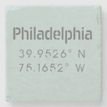 Philadelphia Longitude Latitude Stone Coaster