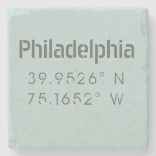 Philadelphia Longitude Latitude Stone Coaster