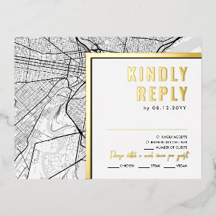 Philadelphia Love Locator   RSVP Reply Foil Invitation Postcard