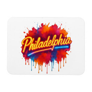 Philadelphia Neon Street Art – Bold Colourful Magnet