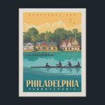 Philadelphia, PA | Boathouse Row Postcard<br><div class="desc">Anderson Design Group is an award-winning illustration and design firm in Nashville,  Tennessee. Founder Joel Anderson directs a team of talented artists to create original poster art that looks like classic vintage advertising prints from the 1920s to the 1960s.</div>