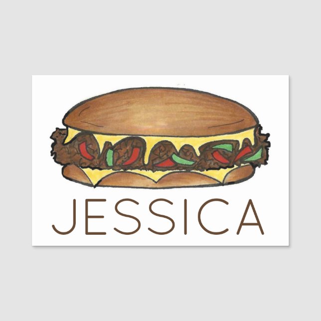 Philadelphia PA Cheesesteak Cheese Steak Sandwich Name Tag (Front)